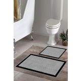 Thalia Home Kaymaz Taban Yıkanabilir 2'li Set Banyo Halısı Banyo Paspas Seti Gri Klozet Takımı