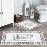 Thalia Home Kaymaz Taban Yıkanabilir 2'li Set Banyo Halısı Banyo Paspası Klozet Takımı - Beyaz