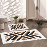Thalia Home Kaymaz Taban Yıkanabilir 2'li Set Banyo Halısı Banyo Paspası Klozet Takımı - Kahve - Bej