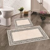 Thalia Home Kaymaz Taban Yıkanabilir 2'li Set Banyo Halısı Banyo Paspası Klozet Takımı - Krem