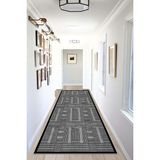 Thalia Home Kaymaz Tabanlı Yıkanabilir Baskılı Yolluk Halı Koridor Halısı - Gri - Siyah - 140 x 200 cm