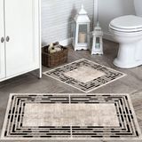 Thalia Home Talia Home Kaymaz Taban Yıkanabilir 2 Li 60X100 - 50X60 Banyo Halısı Paspas Klozet Takımı - Bej - 60 x 100 cm