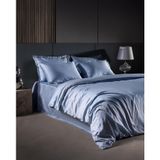 Thalie Family Size%100 Pamuk Çizgili - 300TC Saten Çarşaflı Nevresim Takımı - Mavi
