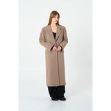Thalure Kadın Bej Oversize Uzun Ceket - XL - Regular Fit