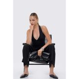Thalure Kadın Siyah Halter Yaka Kruvaze Fit Yelek