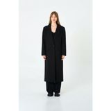 Thalure Kadın Siyah Oversize Uzun Ceket Viskon Karışımlı Modern Tasarım Rahat Kesim - Regular Fit
