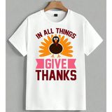 Thanksgiving Hindi Kusu Unisex Oversize Tişört Beyaz - M