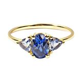 The Anoukis Diana Ring Blue Sapphire And Aquamarine 14 Ayar Yellow Gold Kadın Altın Yüzük - 7