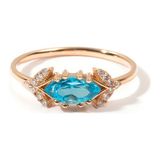 The Anoukis Eye Of Sauron Ring Diamond And Aquamarine 14 Ayar Altın Yüzük - Rose Gold - 7