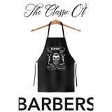 The Barber Fashion Kuru Kafa Önlük Siyah Kurukafa Baskılı Önlük Berber & Mutfak Önlüğü Siyah Kaplama Kuaför Önlüğü