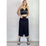 The Bark Kadın Yırtmaçlı Jean Etek 70186 Siyah - 40