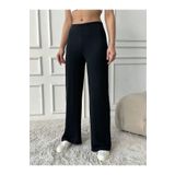 The Base Kadın Siyah Örgü Desen Wide Leg Pantolon