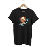 The Baski Atatürk Göktürk Milliyetçi Baskılı %100 Pamuk Premium Siyah Tişört