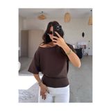the bera fashion Kadın Kayık Yaka Yarasa Kol Modal Kumaş Bluz Rahat Kesim Günlük Şık Bluz
