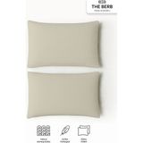 The Berb | 2'li Havlu Dokulu Yastık Kılıfı Seti | 50 x 70 | Fermuarlı | Yumuşak Terry Kumaş - Bej - 50x70