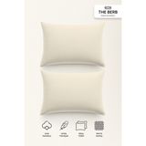 The Berb | 2'li Penye Yastık Kılıfı Seti | %100 Pamuk | 50 X70 | Fermuarlı | Jersey Kumaş - Krem - 50 x 70