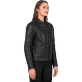 The Biker Jeans Retro Black Korumalı Motosiklet Deri Montu Kadın - 2XL