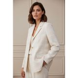 the blazer obsessed Kadın Krem Beyaz Ekose Gold Düğmeli Blazer Ceket