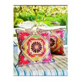 The Boho Home Decor Bloom Serisi - Kadife Çiçek Tek Kırlent Kılıfı | Çiçek Desen Kadife Dekoratif Yastık Kılıfı