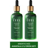 The Ceel 2'li Biberiye Yağı Sac Dökülmesi ve Aşırı Yıpranmış Saçlar Için Biotin Özlü Saç Bakımı 50 ml