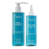 The Ceel Yüz Bakım Seti - Seramid Etkili Yüz Temizleme Jeli 200 ml & Mayıs Papatyası Özlü Yüz Toniği 200 ml, Hyaluronik Asit, Panthenol, AHA & Niasinamid İçeren Günlük Cilt Bakım Seti