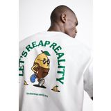 The Champ Clothing Bisiklet Yaka Petit Jardinier Baskılı Oversize Beyaz Erkek T-Shirt