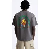 The Champ Clothing Bisiklet Yaka Petit Jardinier Baskılı Oversize Füme Erkek T-Shirt
