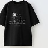 The Champ Clothing Busıness Stratecy Yazılı Yürüyen Satranç Tasarım Baskılı Siyah Çocuk T-Shirt