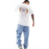 The Champ Clothing Büyük Beden Erkek Tişört %100 Pamuk Beyaz Oversize Narenciye Baskılı Yazlık