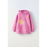 The Champ Clothing Çocuk Oversize Sweatshirt Hoodie Great Day Coming Baskılı Pembe – Kapüşonlu, 3 İplik Şardonlu Polar