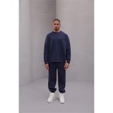 The Champ Clothing Erkek Oversize Eşofman Takımı Basic Lacivert – Bisiklet Yaka, Lastikli Paça, 3 İplik Polar