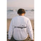 The Champ Clothing Erkek Oversize Sweatshirt Extinction Baskılı Beyaz – Bisiklet Yaka, 3 İplik Şardonlu Polar