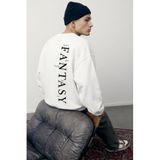 The Champ Clothing Erkek Oversize Sweatshirt, Fantasy Back Baskılı, Bisiklet Yaka, 3 İplik Şardonlu Polar, Beyaz, 2XL