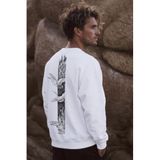 The Champ Clothing Erkek Oversize Sweatshirt, Heron Line Baskılı, Bisiklet Yaka, 3 İplik Şardonlu Polar, Beyaz, M