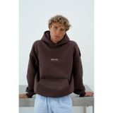The Champ Clothing Erkek Oversize Sweatshirt Hoodie CHMP STUDIOS Baskılı Kahverengi – Kapüşonlu, Kanguru Cep, 3 İplik