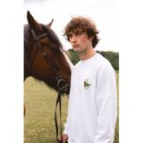 The Champ Clothing Erkek Oversize Sweatshirt, Howdy Rider Baskılı, Bisiklet Yaka, 3 İplik Şardonlu Polar, Beyaz, XL