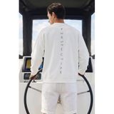 The Champ Clothing Erkek Oversize Sweatshirt, Perspectif Baskılı, Bisiklet Yaka, 3 İplik Şardonlu Polar, Beyaz, 2XL