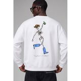 The Champ Clothing Erkek Oversize Sweatshirt, Western Spirit Baskılı, Bisiklet Yaka, 3 İplik Şardonlu Polar, Beyaz, M