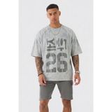The Champ Clothing Erkek Oversize Tişört Code 26 Baskılı Gri Yıkamalı – Premium Vintage Özel Kumaş