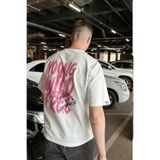 The Champ Clothing Erkek Oversize Tişört Young Wild Free Baskılı Beyaz – Sevgililer Günü, Couple, Hediye, %100 Pamuk