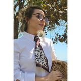 The Champ Clothing Kadın Boyun Fuları Dalma Chérie Desenli Kahve-Krem – İnce Form, Şık ve Modern Aksesuar