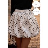 The Champ Clothing Kadın Luna Bubble Puantiyeli Astarlı Saten Balon Mini Etek - Lastikli Bel, Hacimli Şık Tasarım