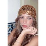 The Champ Clothing Kadın Örgü Bere Şapka Boho Bloom Turuncu – El Yapımı Görünümlü Yazlık Bohem Aksesuar