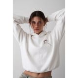 The Champ Clothing Kadın Oversize Hoodie Geyik Nakışlı Beyaz – Kapüşonlu, Kanguru Cepli, 3 İplik Şardonlu Polar