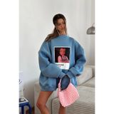 The Champ Clothing Kadın Oversize Sweat Elbise Marine – 3 İplik Şardonlu , Bisiklet Yaka, Pantone - prenses baskılı