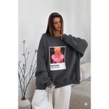The Champ Clothing Kadın Oversize Sweatshirt Elbise, Bisiklet Yaka, Pantone Prenses Baskılı