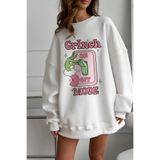 The Champ Clothing Kadın Oversize Sweatshirt Elbise Grinch Mode Baskılı Beyaz – Bisiklet Yaka, 3 İplik Şardonlu Polar