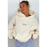The Champ Clothing Kadın Oversize Sweatshirt Hoodie CHMP STUDIOS Beyaz – Kapüşonlu, 3 İplik Polar, Kanguru Cepli