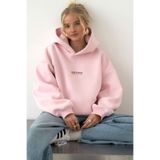The Champ Clothing Kadın Oversize Sweatshirt Hoodie CHMP STUDIOS Pembe – Kapüşonlu, 3 İplik Polar, Kanguru Cepli