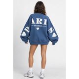 The Champ Clothing Kadın Oversize Sweatshirt Paris 3D Baskılı Marine – Bisiklet Yaka, Kol ve Sırt Baskılı, 3 İplik